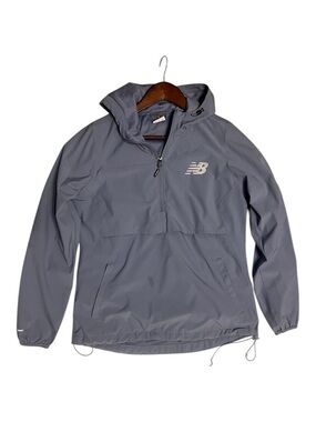 New Balance Women’s Half-Zip Windbreaker Hoodie Blue Size Small Mesh Line